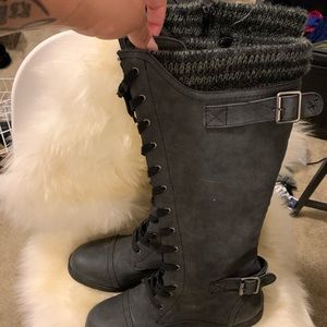 Grey army boots